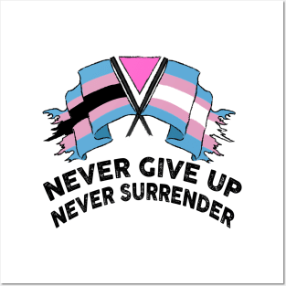 NEVER GIVE UP NEVER SURRENDER (TRANS RIGHTS) Posters and Art